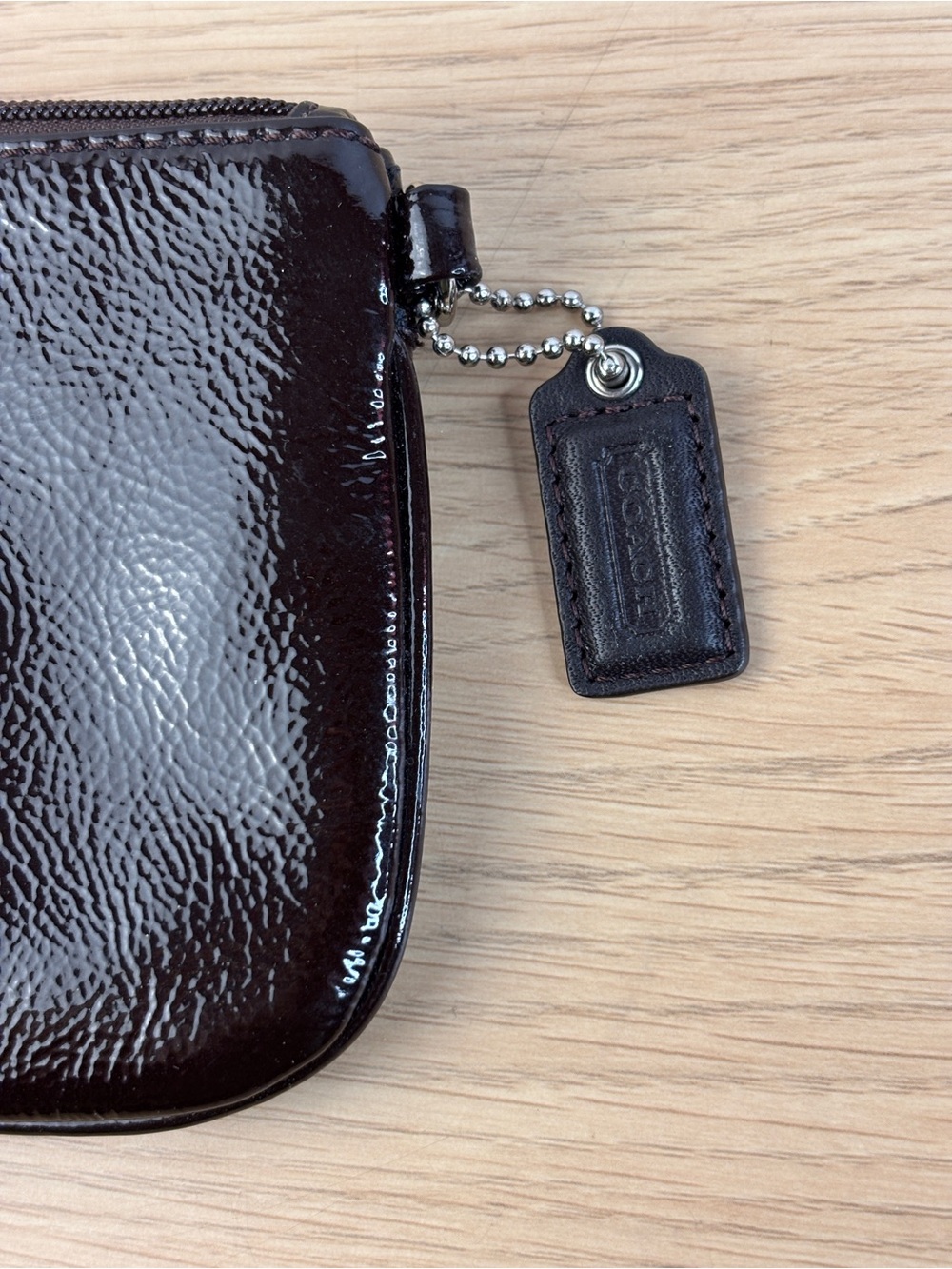 Coach Small Dark Brown Patent Leather Wristlet - Picture 3 of 9